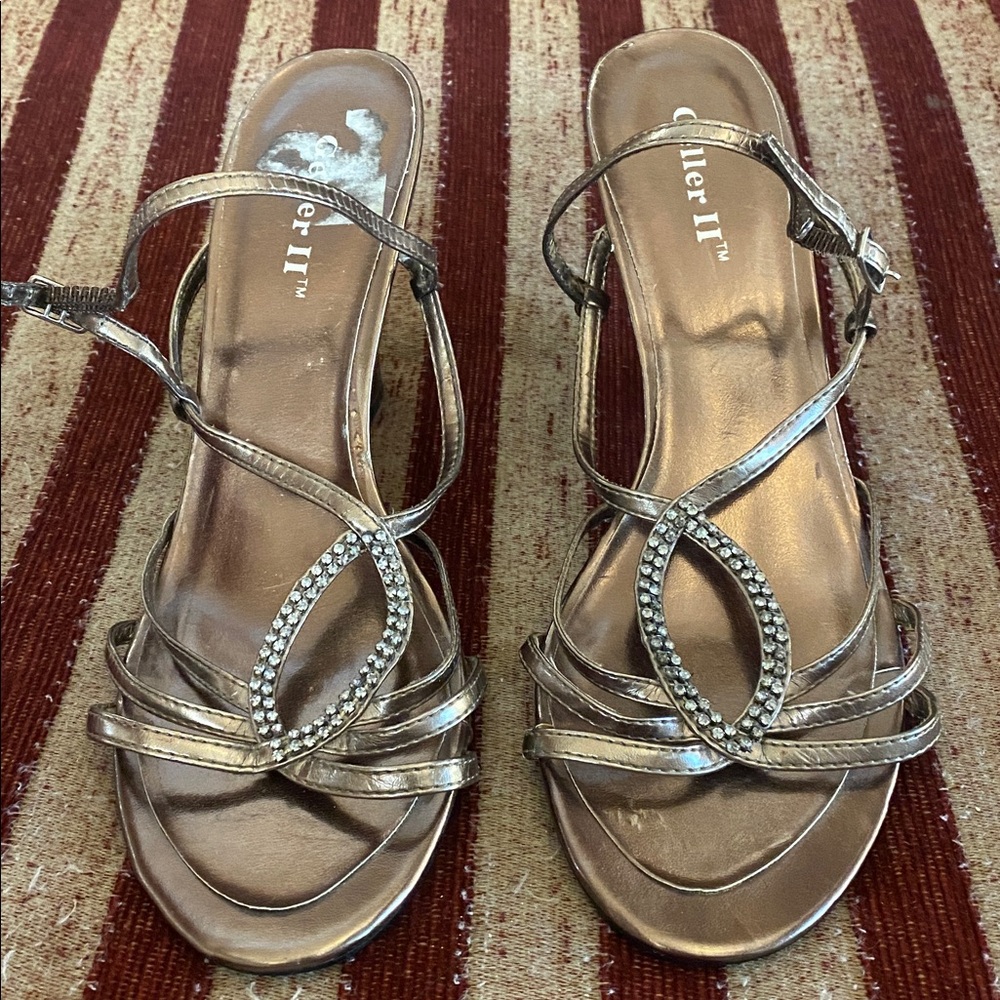 Geller II Bronze colored shimmery wedges with Rhinestone Detail. 8 1/2